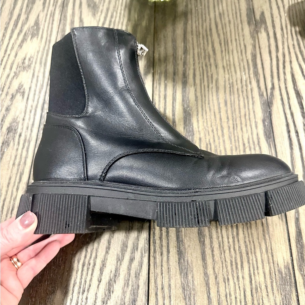 ASOS New Look Zip Front Flat Chunky Chelsea Boot Black - Picture 7 of 11